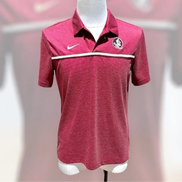 NIKES Dri-FIT Men’s Garnett Gold Florida State Seminoles Stripes Polo Shirt - Picture 1 of 9